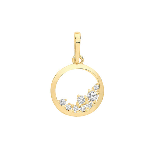 9ct Gold Cz Circle Pendant - PN1145