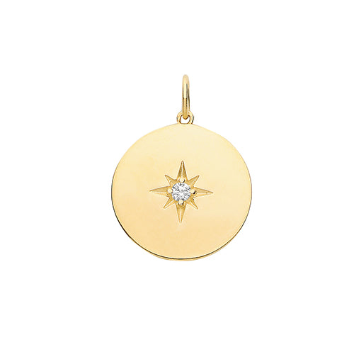 9ct Gold Cz Set Round Pendant - PN1169