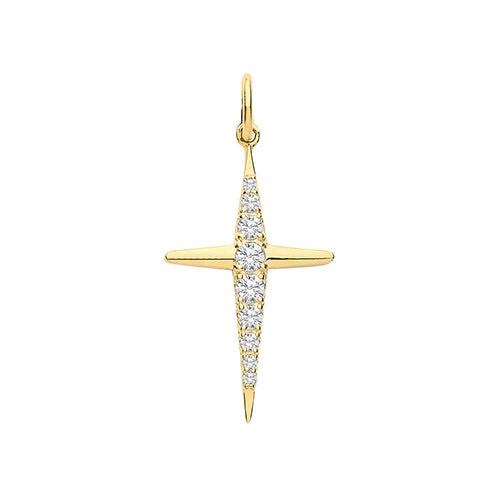 9ct Gold Cz Cross Pendant PN1171