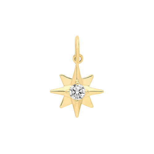 9ct Gold Cz Set Star Pendant - PN1173