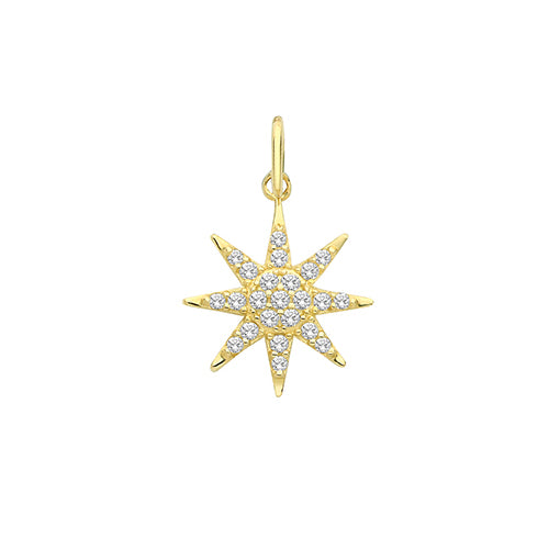 9ct Gold Cz Star Pendant - PN1176