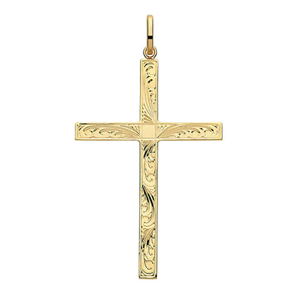 9ct Gold Engraved Cross Pendant - PN1210E