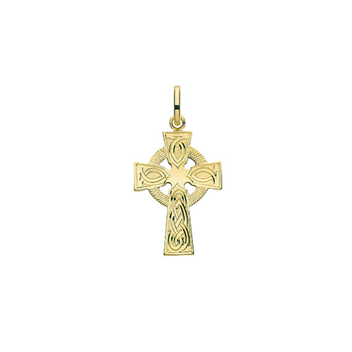 9ct Gold Celtic Engraved Cross Pendant - PN1217CE