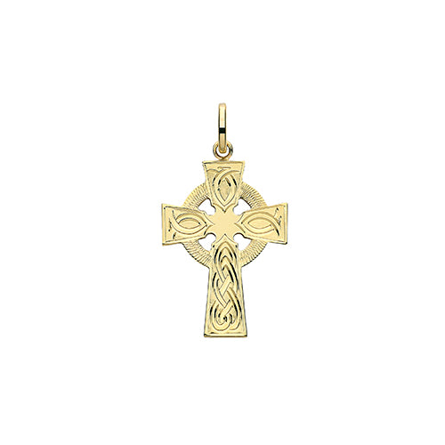 9ct Gold Celtic Engraved Cross Pendant - PN1217CE