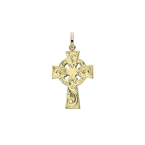 9ct Gold Engraved Cross Pendant PN1218E