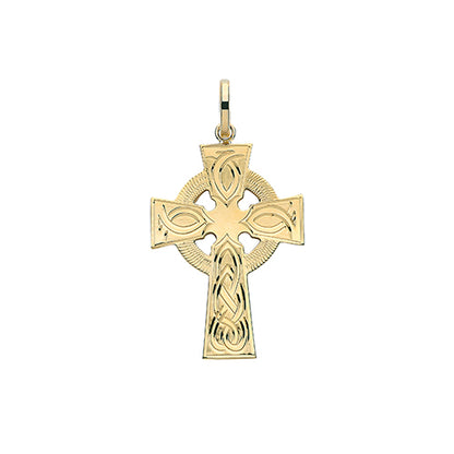 9ct Gold Celtic Engraved Cross Pendant - PN1217CE