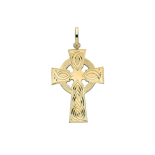 9ct Gold Celtic Engraved Cross Pendant - PN1217CE