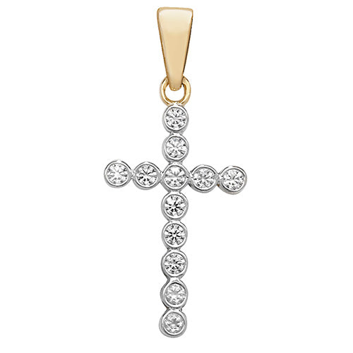 9ct Gold Cross Pendant with CZ Stones - PN178