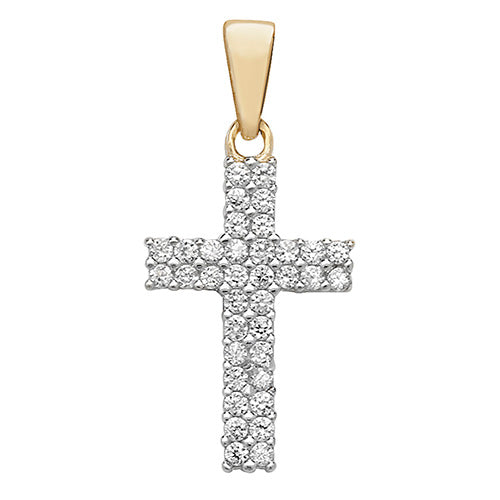 9ct Gold Cz Cross Pendant PN179