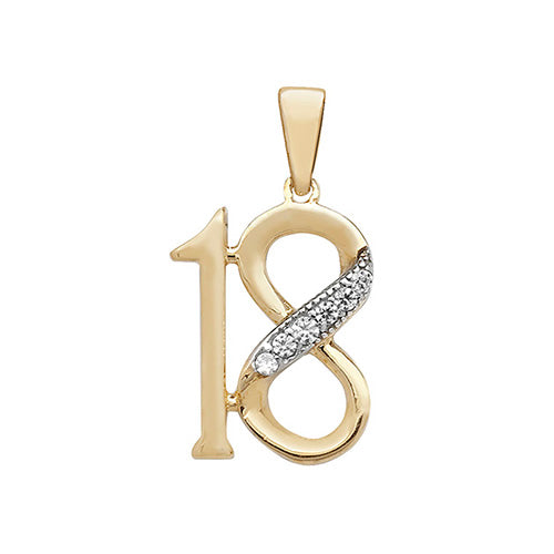 9ct Gold Cz 18th Birthday Pendant - PN187