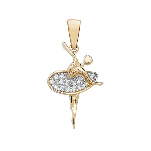 9ct Gold Cz Ballerina Pendant - PN190