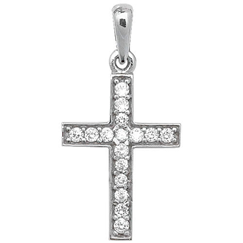 9ct White Gold Cross Pendant with CZ Stones - PN348W