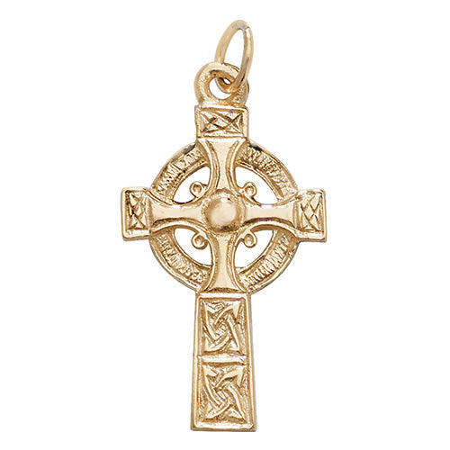 9ct Gold Celtic Patterned Cross Pendant - PN544