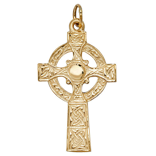 9ct Gold Celtic Patterned Cross Pendant - PN545