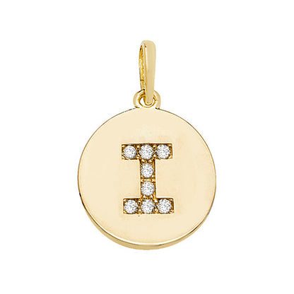 9ct Gold Cz Initial Round Pendant - PN610