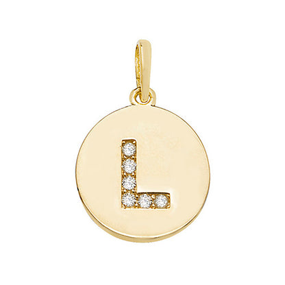 9ct Gold Cz Initial Round Pendant - PN610