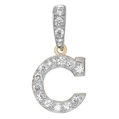 9ct White Gold Cz Initial Pendant - PN801