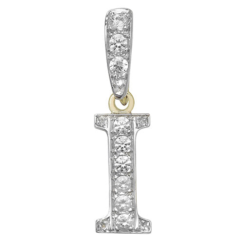 9ct White Gold Cz Initial Pendant - PN801