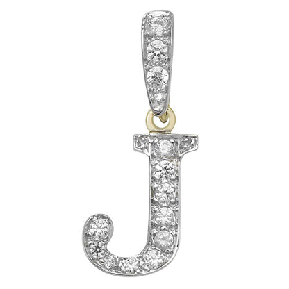 9ct White Gold Cz Initial Pendant - PN801