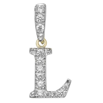 9ct White Gold Cz Initial Pendant - PN801