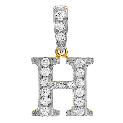 9ct White Gold Cz Initial Pendant - PN801