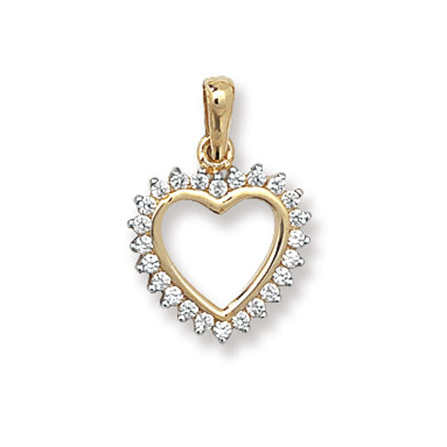 9ct Gold Cz Cluster Open Heart Pendant - PN813