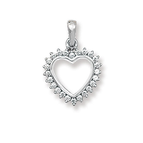 9ct White Gold Cz Cluster Open Heart Pendant - PN813W