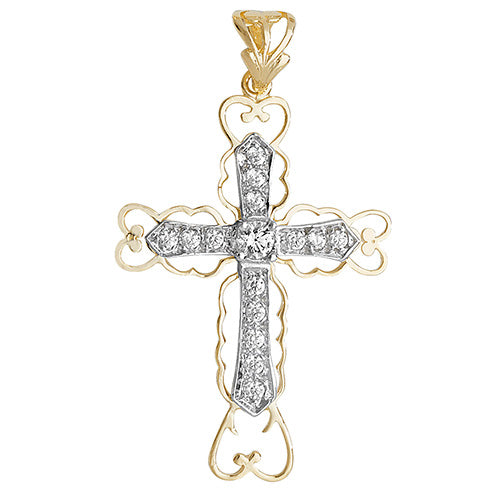 9ct Gold Cz Cross Pendant PN841