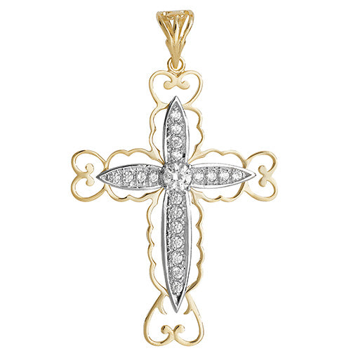 9ct Gold Cz Cross Pendant PN844