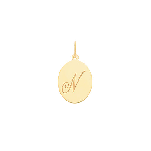 9ct Gold Initial Oval Pendant - PN922