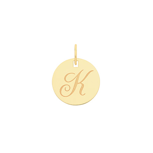 9ct Gold Initial Round Pendant - PN923