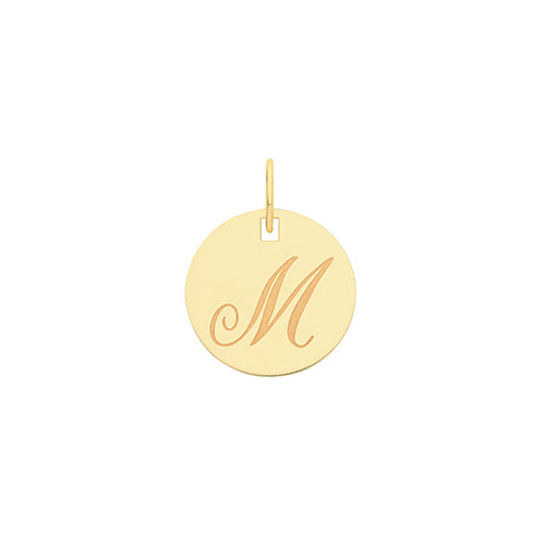 9ct Gold Initial Round Pendant - PN923