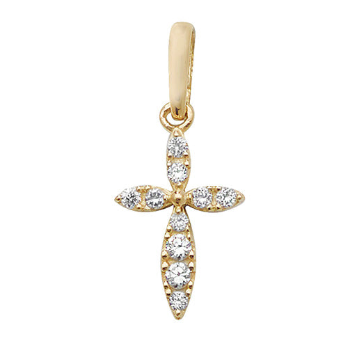 9ct Gold Cz Cross Pendant PN992