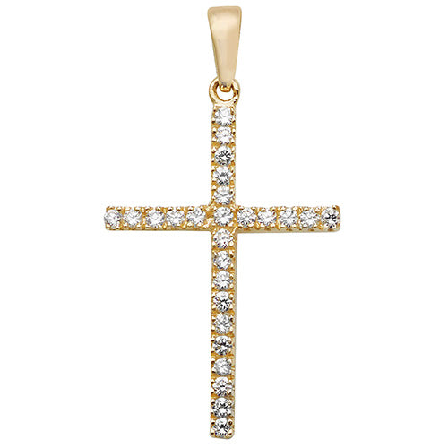 9ct Gold Cz Cross Pendant PN996