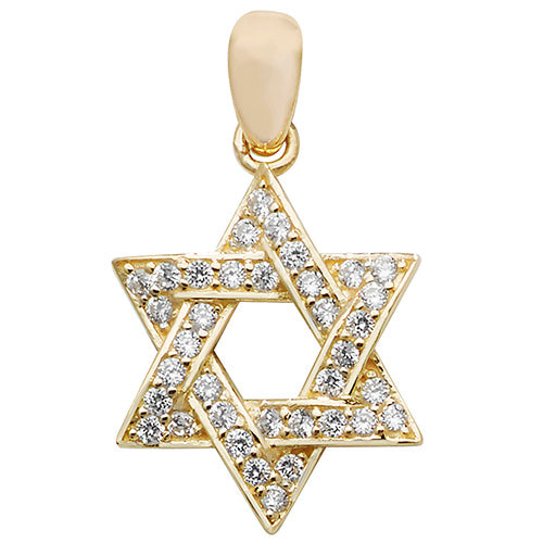 9ct Gold Cz Star of David Pendant - PN998