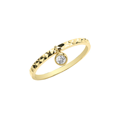 9ct Gold Dangling Cz Ring - RN1600