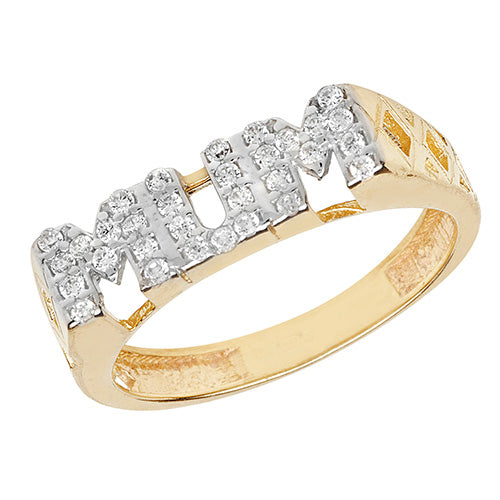 9ct Gold Basket Mum Ring with CZ Stones - RN194CZ