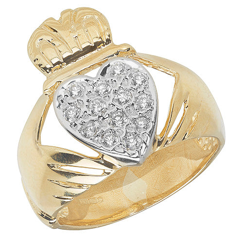 9ct Gold Gents' Claddagh Cz Ring - RN248