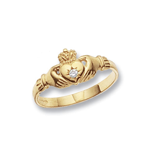 9ct Gold Gents' Claddagh Cz Set Ring - RN492