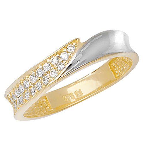 9ct Gold Pave Set Cz 2 Tone Ring - RN684