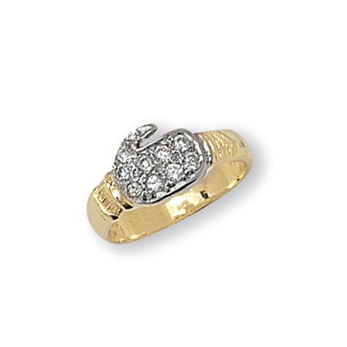 9ct Gold Babies Boxing Glove Ring with CZ Stones - RN732