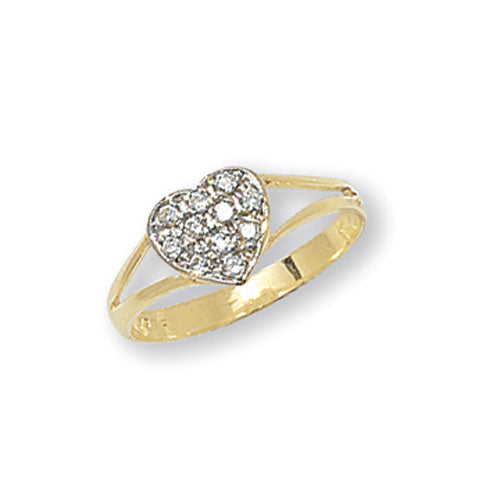 9ct Gold Babies' Cz Heart Ring - RN733