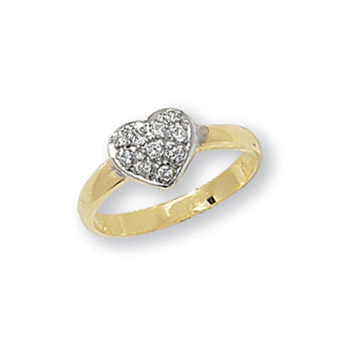 9ct Gold Babies' Cz Heart Ring - RN734