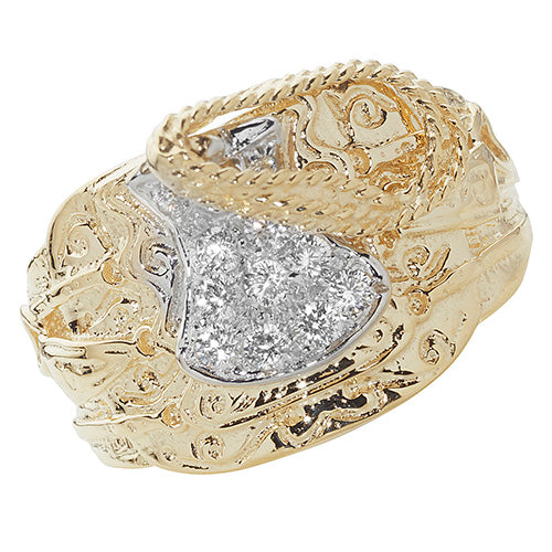 9Ct Gold Gents' Cz Saddle Ring - RN890CZ