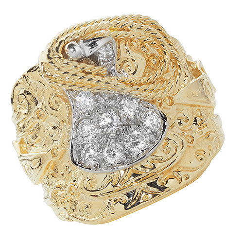 9Ct Gold Gents' Cz Saddle Ring - RN891CZ