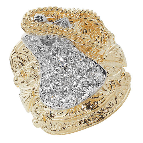 9Ct Gold Gents' Cz Saddle Ring - RN893CZ