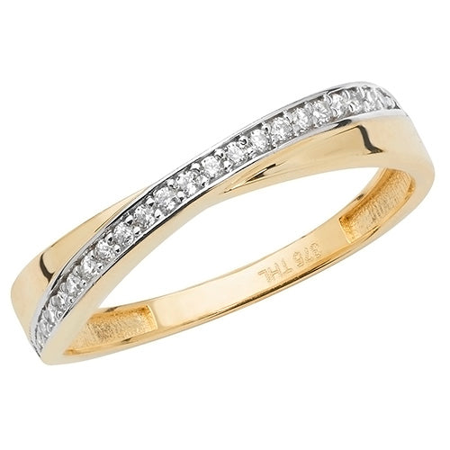 9ct Gold Pave Crossover Ring with CZ Stones - RN908