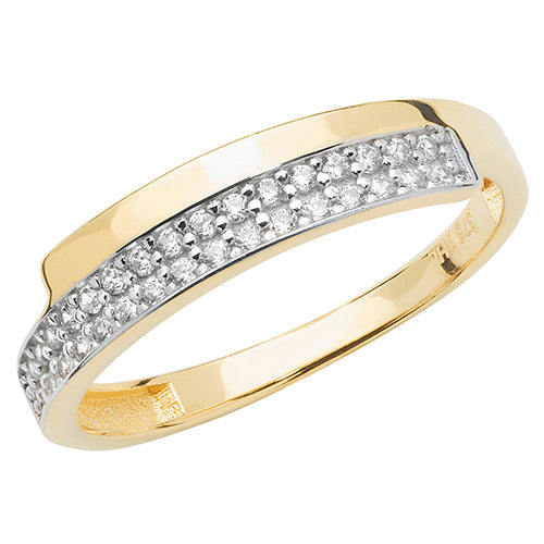 9ct Gold 2 Row Pave Ring with CZ Stones - RN909