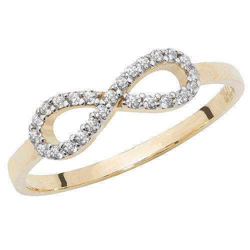 9Ct Gold Grain Set Cz Infinity Ring - RN912