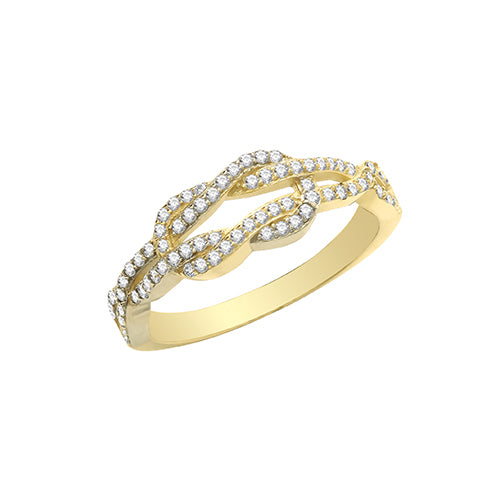 9ct Gold Knot Ring with CZ Stones - RN947